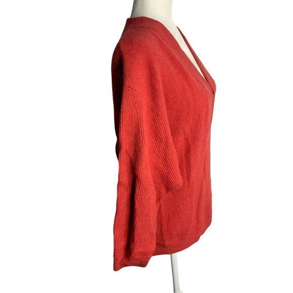 Vintage Limited Lambswool Pullover Sweater M Red Ribbed Knit Pullover V Neck - Picture 5 of 6